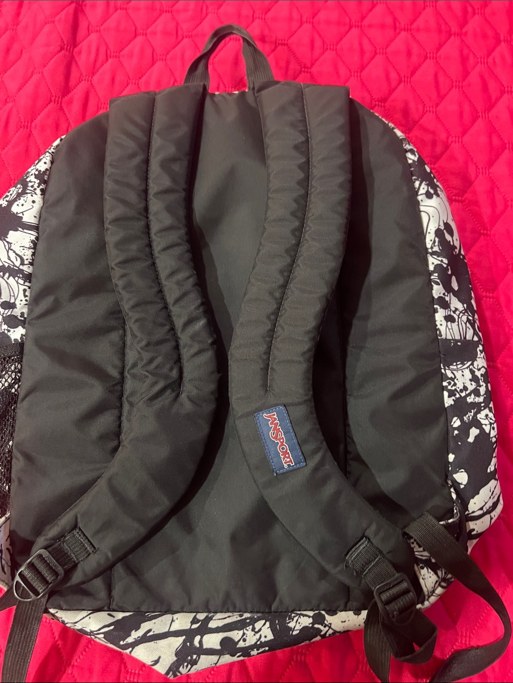 Jansport Unisex Big Student Black and White Paint-Splatter Backpack - Picture 11 of 16